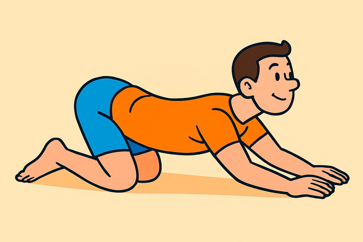 背骨のエクササイズをする男性イラスト