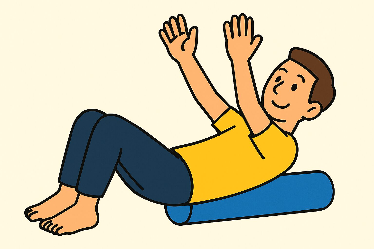 肩甲骨のストレッチをする男性イラスト