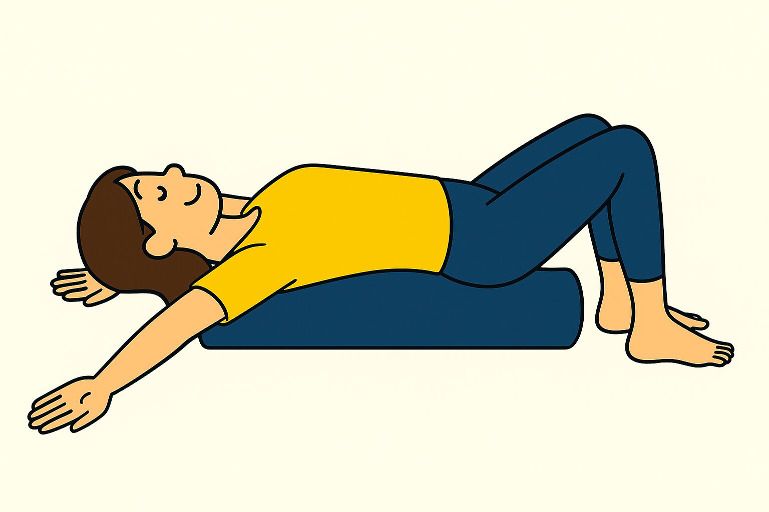 大胸筋のストレッチをする女性イラスト