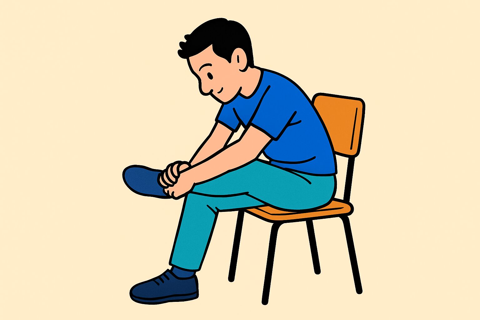 椅子を使って大殿筋をする男性イラスト