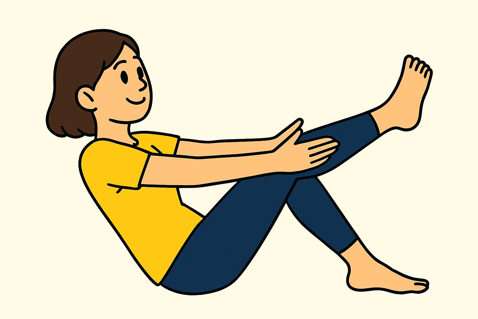 船のポーズをする女性イラスト