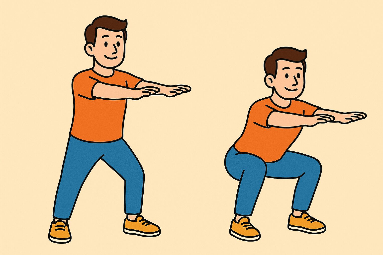 <正しいスクワットの手順>