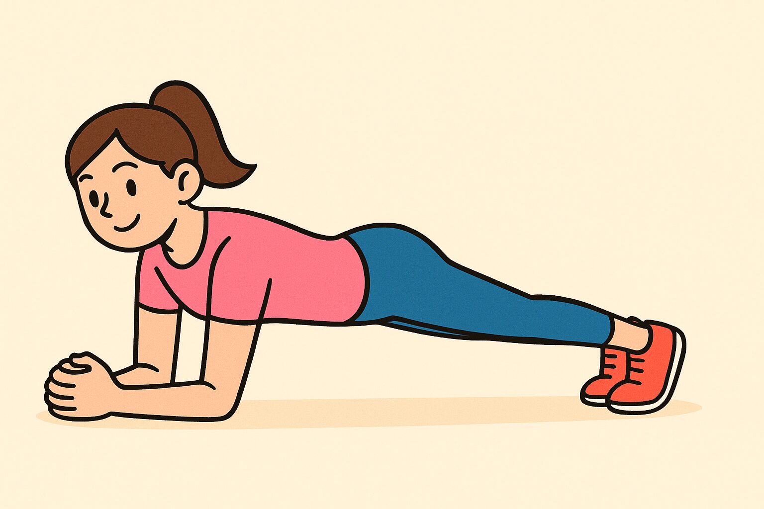 プランクをする女性イラスト