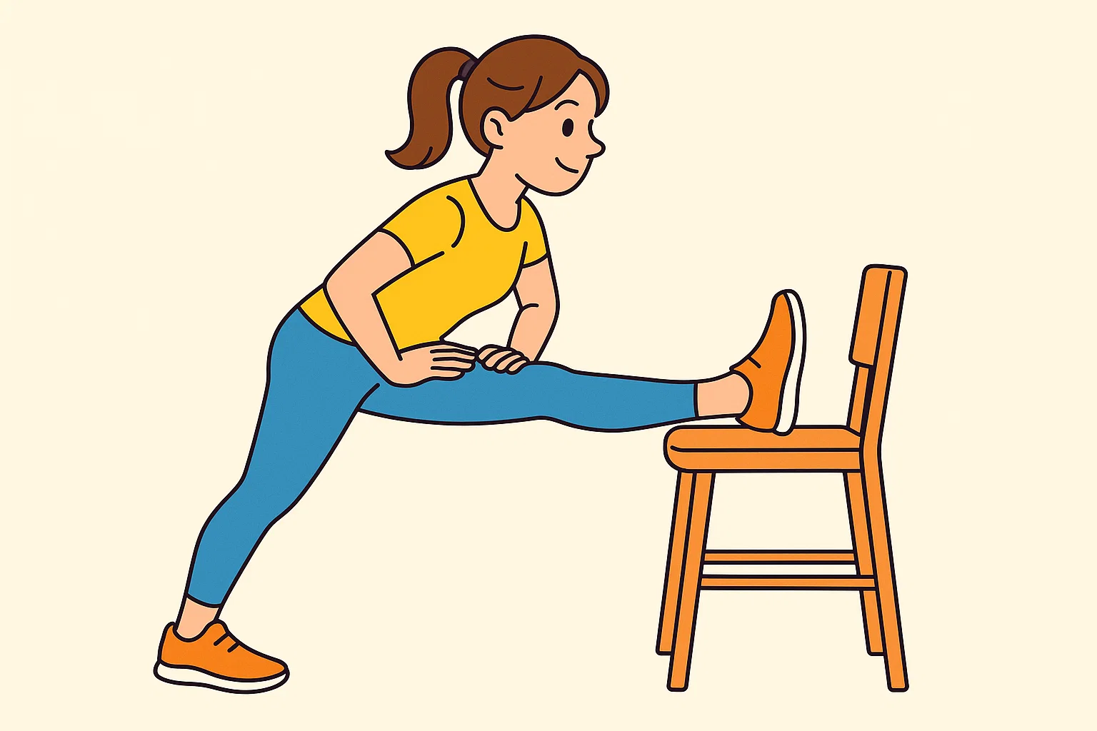 椅子を使ったハムストリングスのストレッチ