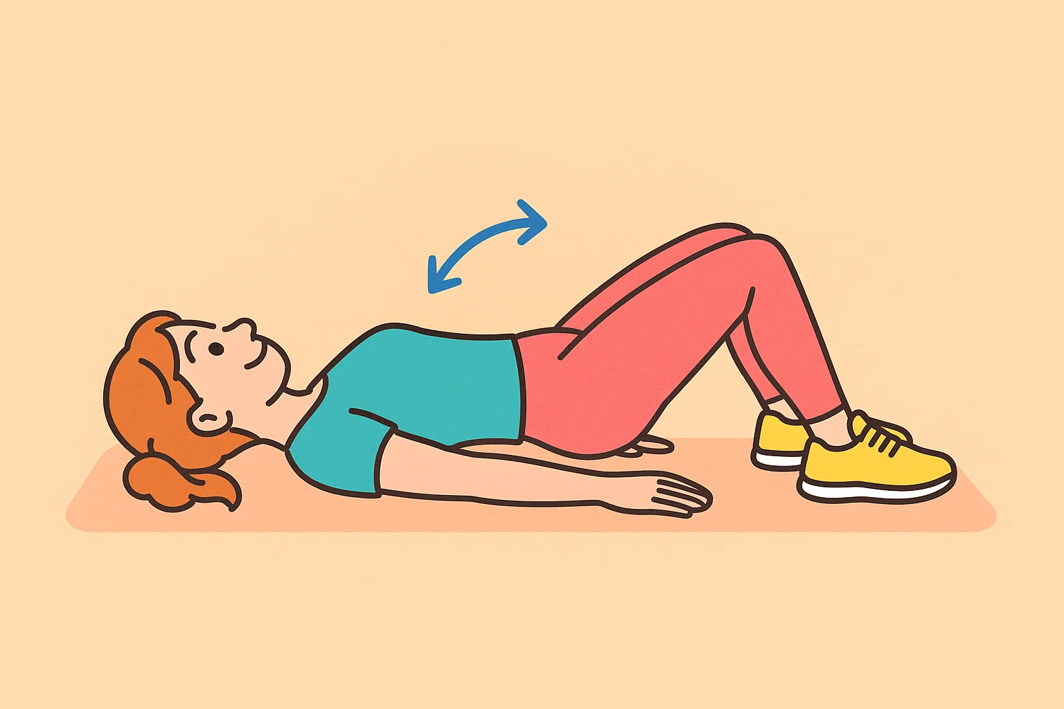 骨盤チルト運動をする女性イラスト