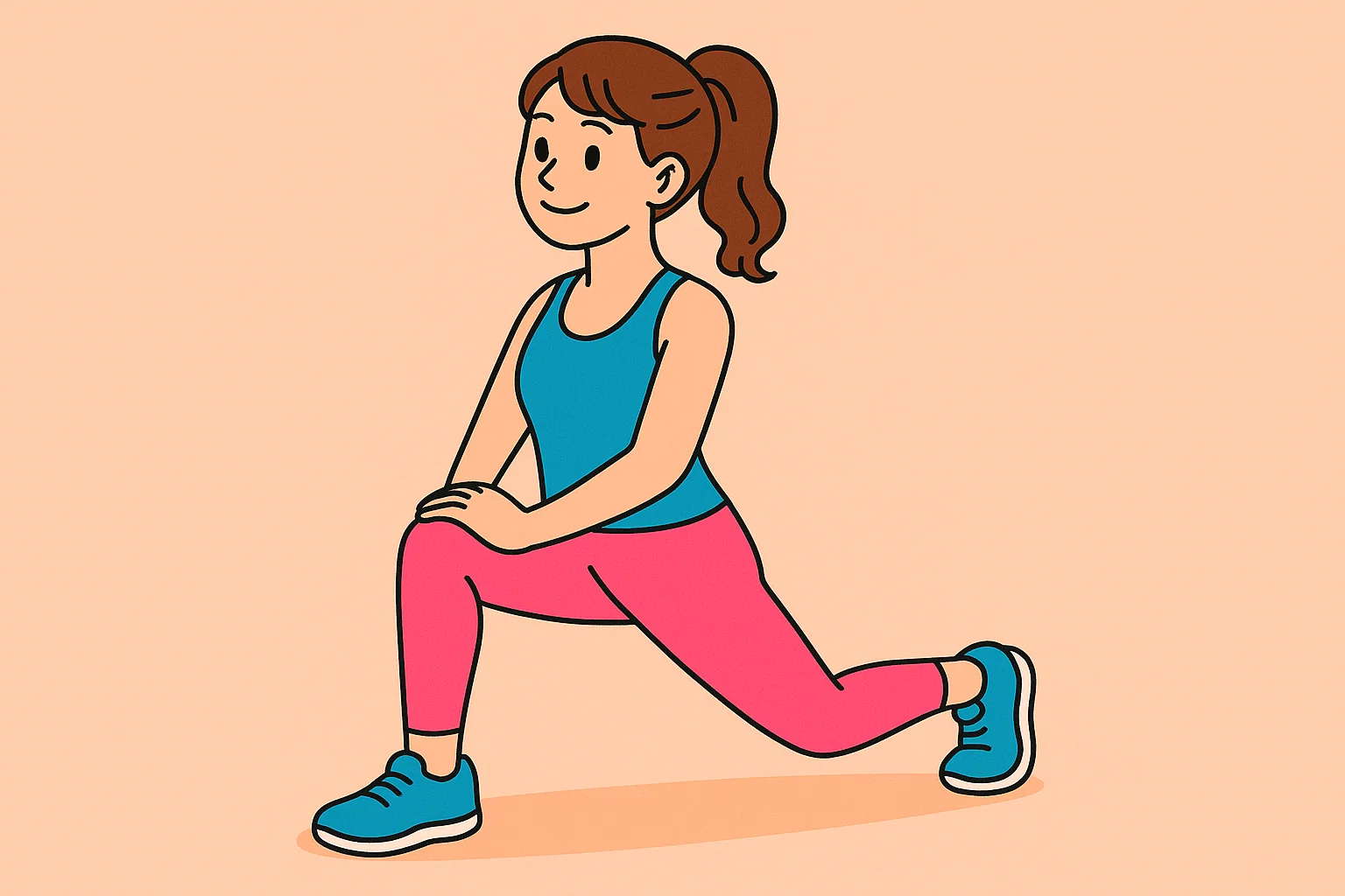 ヒップを伸ばす女性イラスト