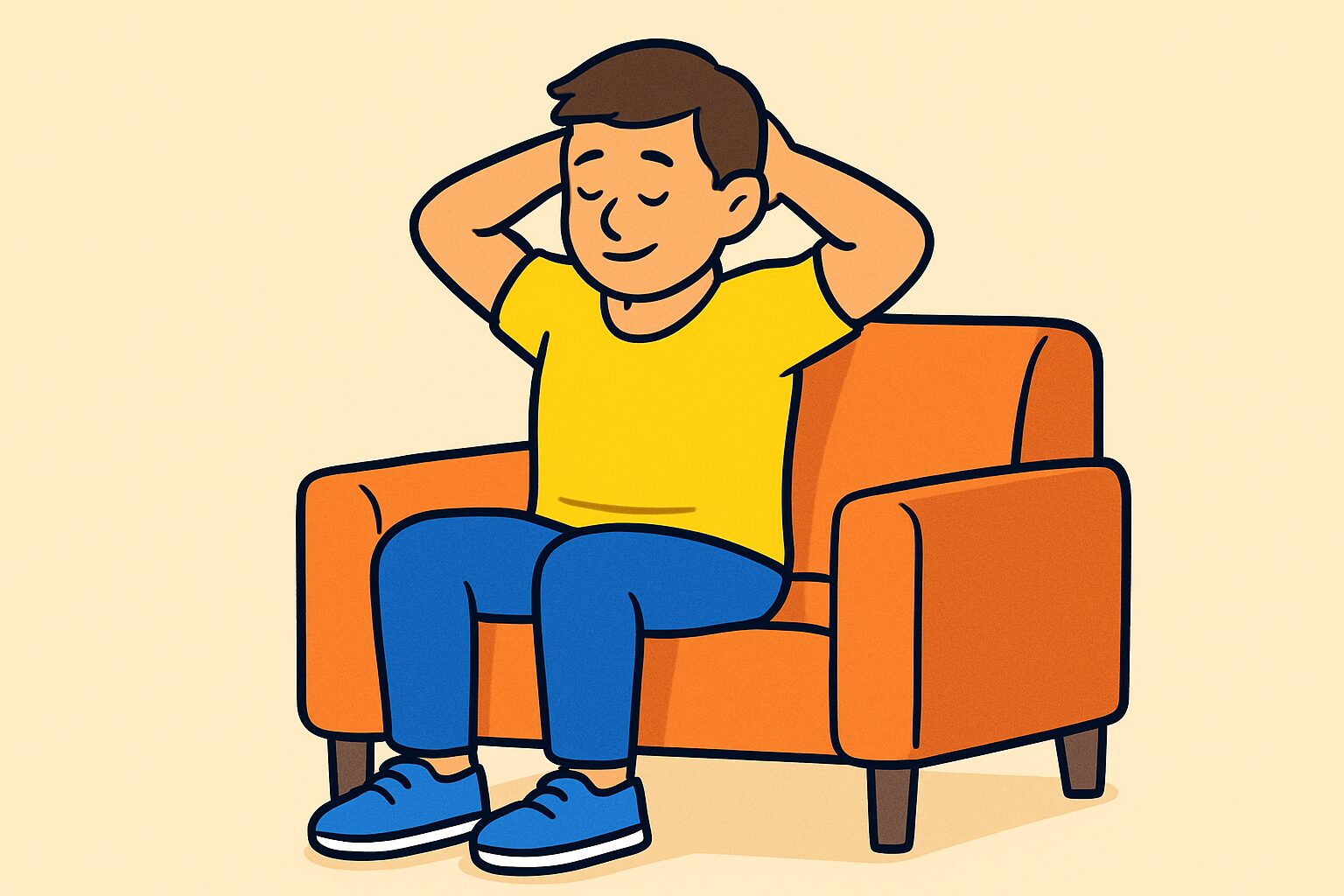 首の後ろを伸ばすストレッチをしているイラスト