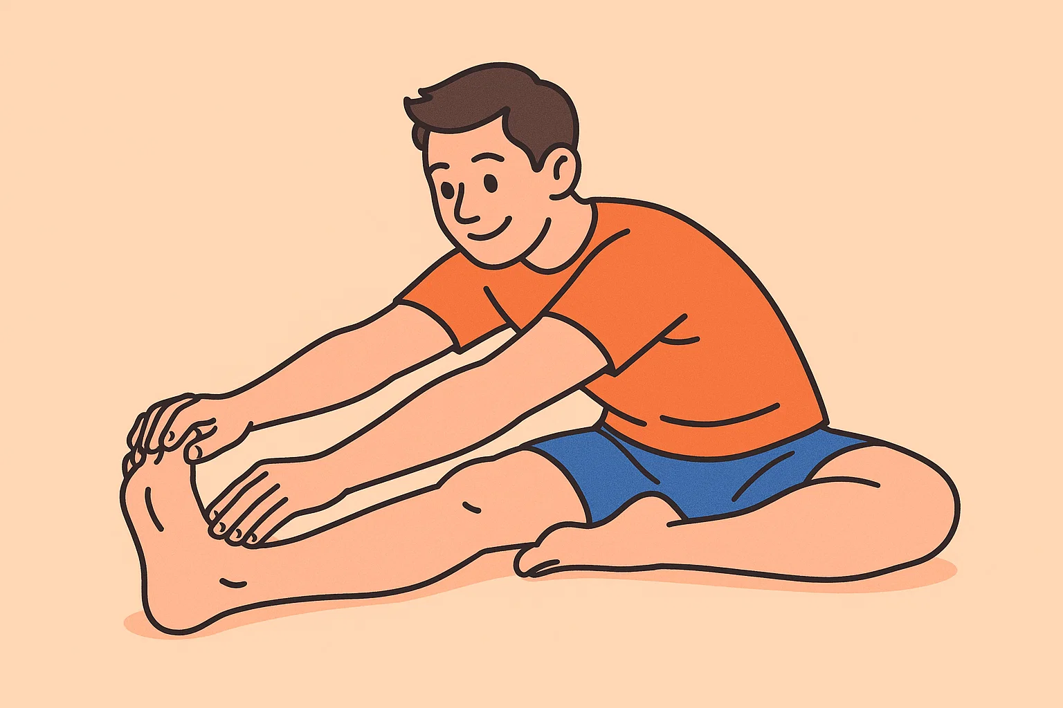 裏ももを伸ばす男性イラスト