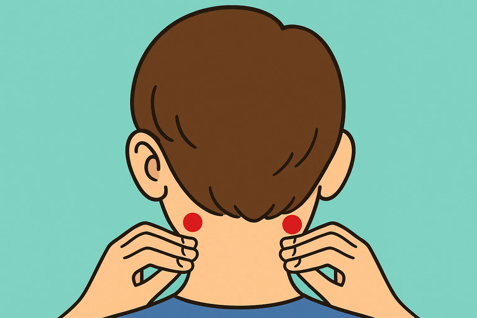 片頭痛のツボのイラスト2:風池(ふうち)