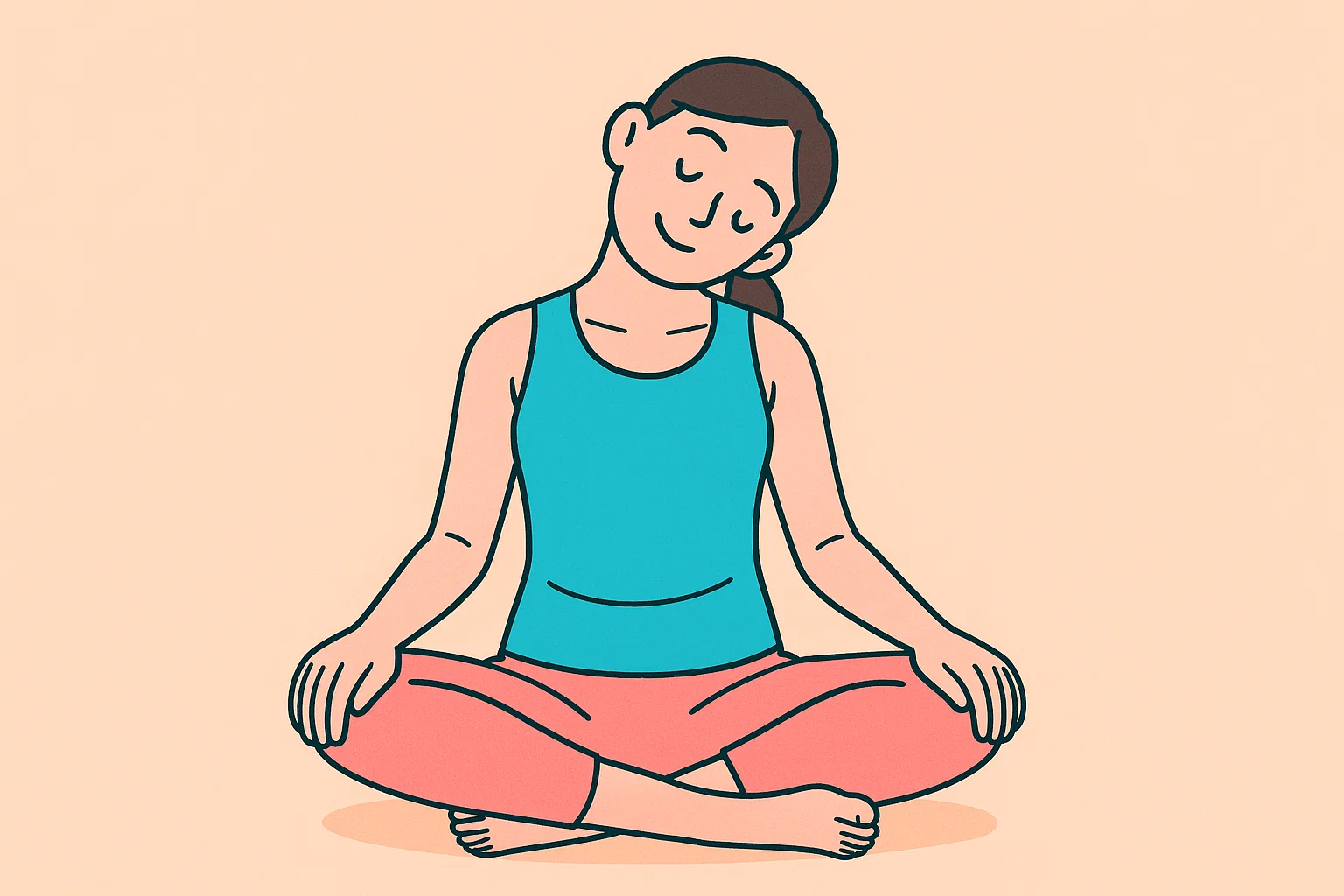 首のストレッチをしているイラスト