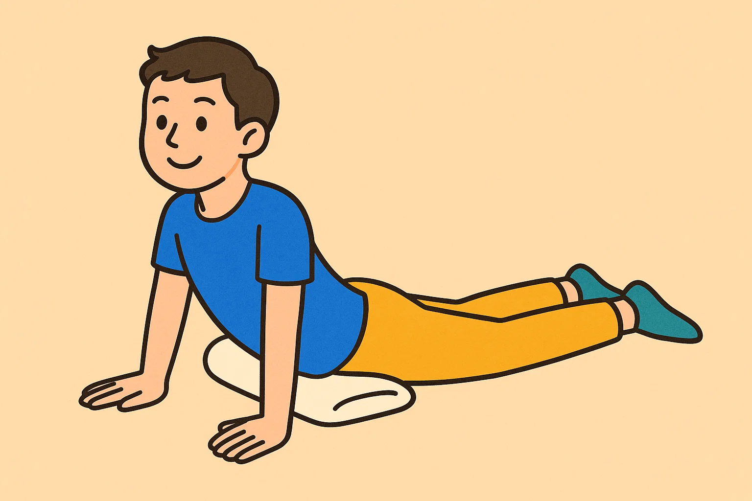 脊柱起立筋を伸ばす男性イラスト