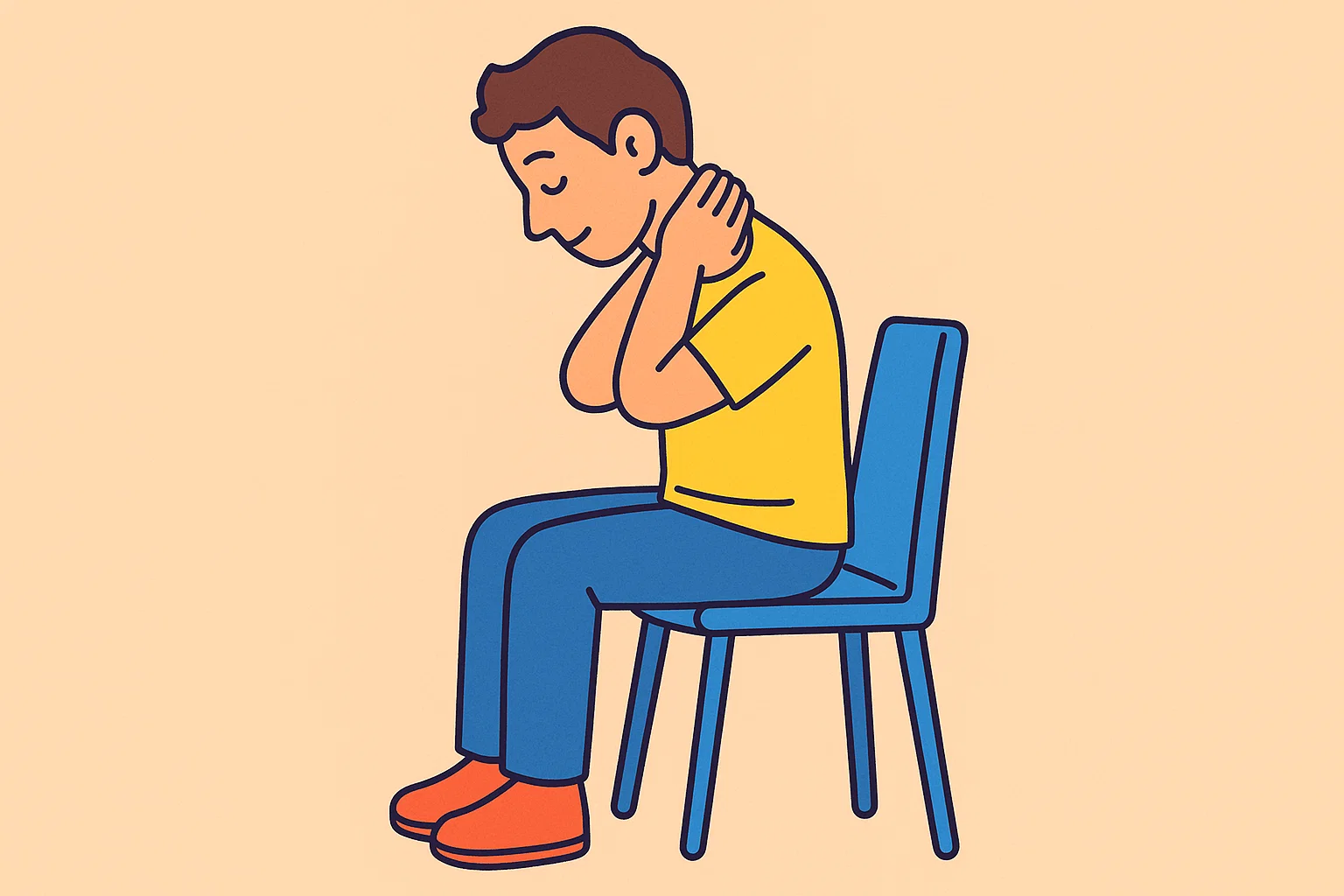 緊張型頭痛の予防法手順1のイラスト