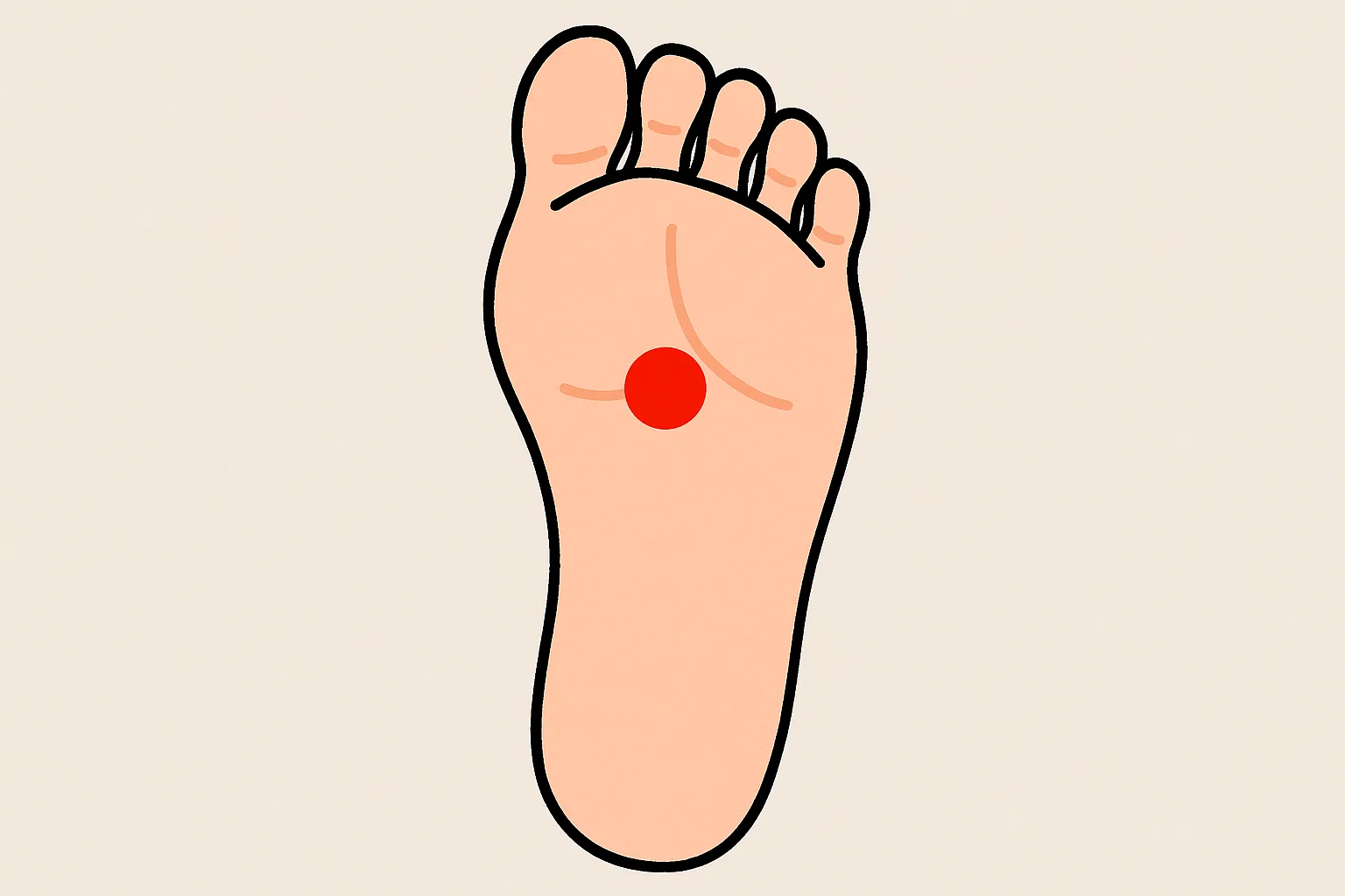 片頭痛のツボのイラスト9:湧泉(ゆうせん)