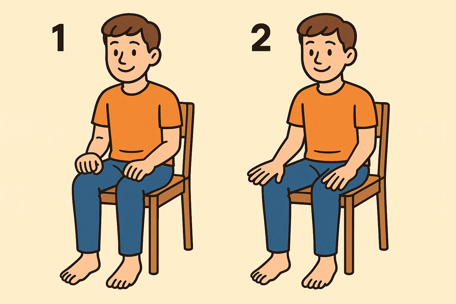 【手の指先】ひざの上でグーパー