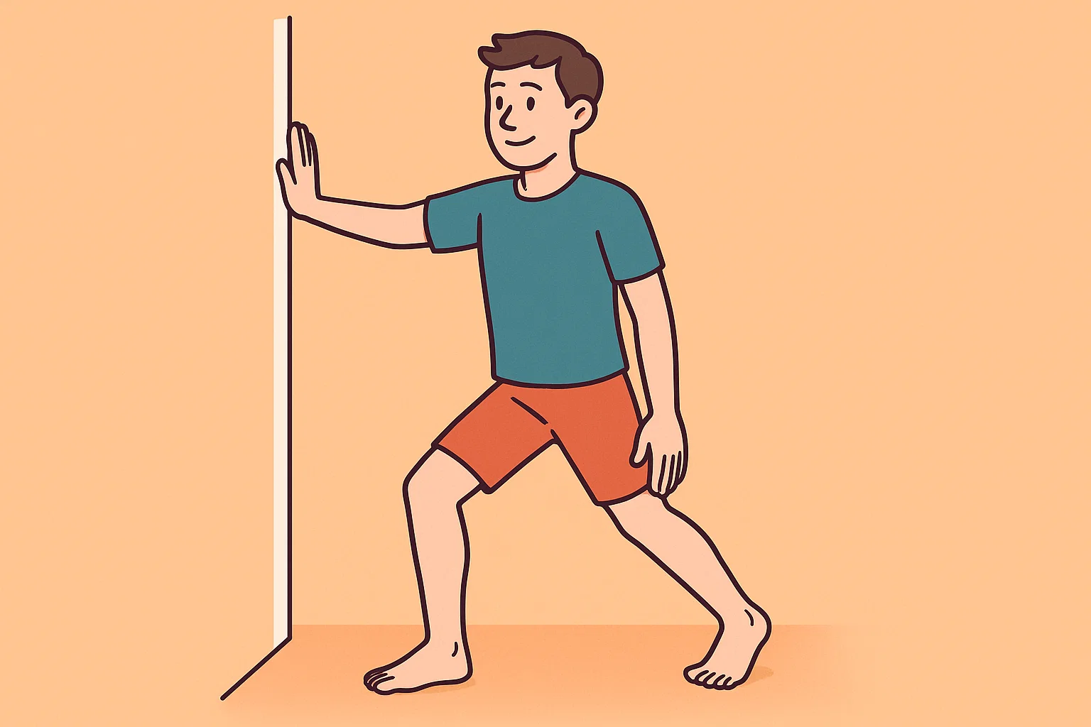 前鋸筋ストレッチをする男性イラスト