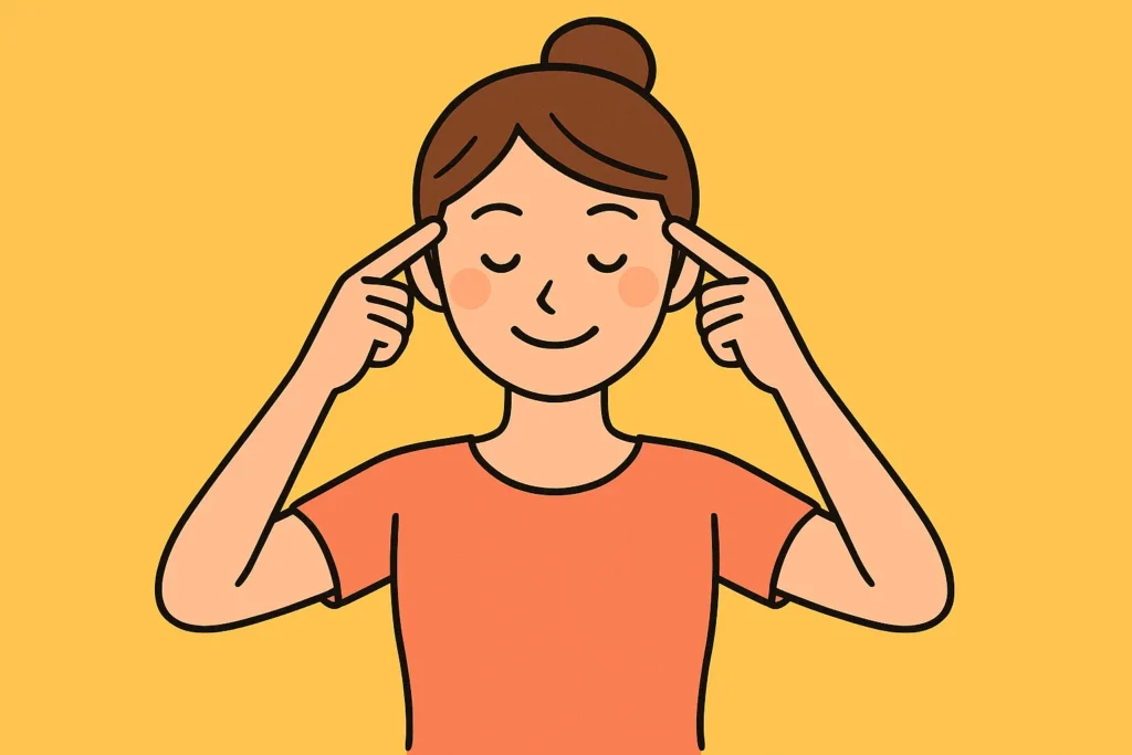 側頭筋マッサージの説明イラスト