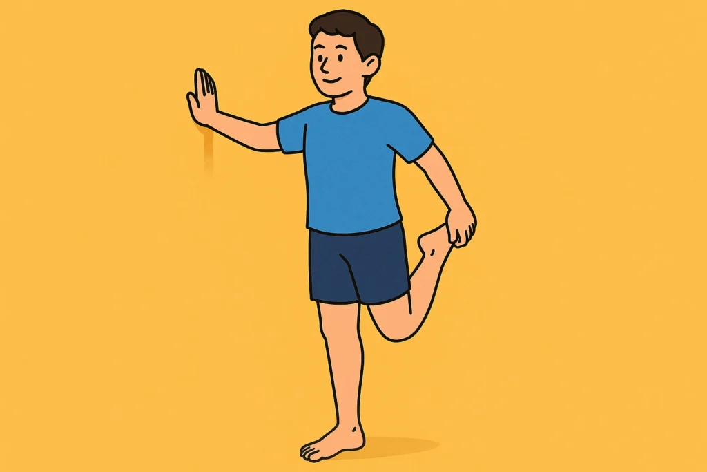 立って行う大腿四頭筋ストレッチのイラスト