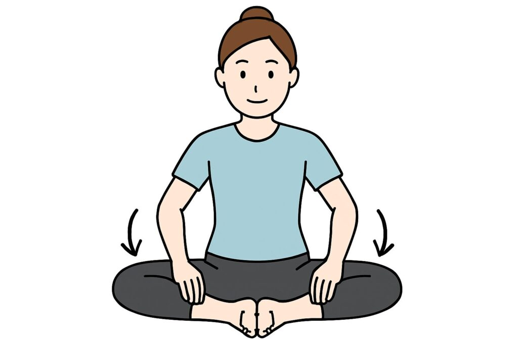 あぐらストレッチをする女性イラスト