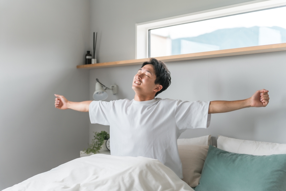 気持ちよく目覚めた男性