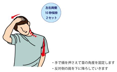 首側面のストレッチ
